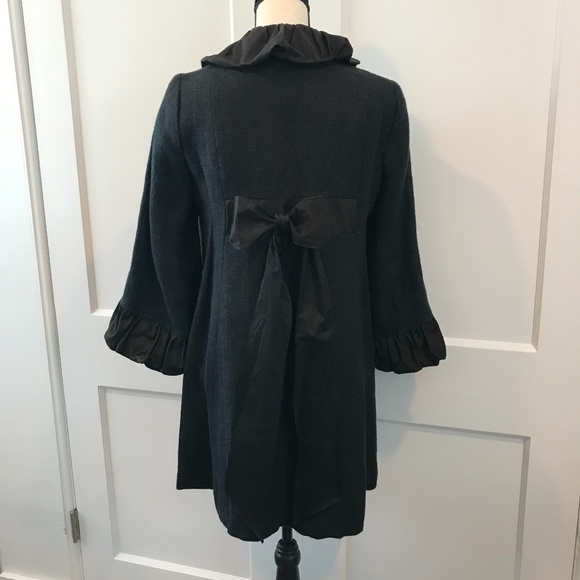 Nanette Lepore Vivaldi Coat -Shirred trim Bow Back - Picture 6 of 8